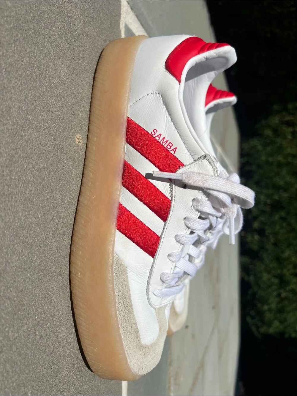 adidas Samba women’s White & Red Leather Sneakers with Gum Sole